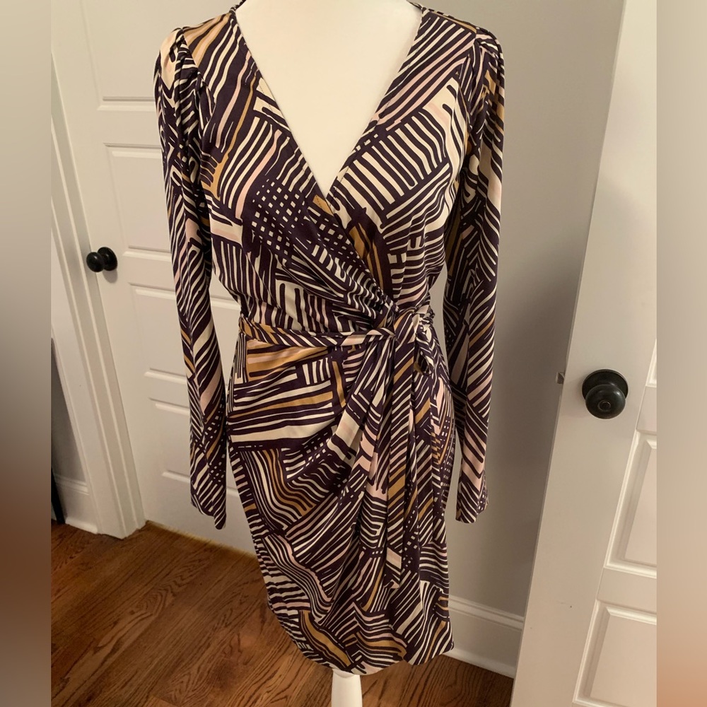 DVF geometric pattern wrap dress, size 4